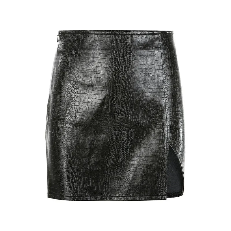 Chic leather skirt KF9468