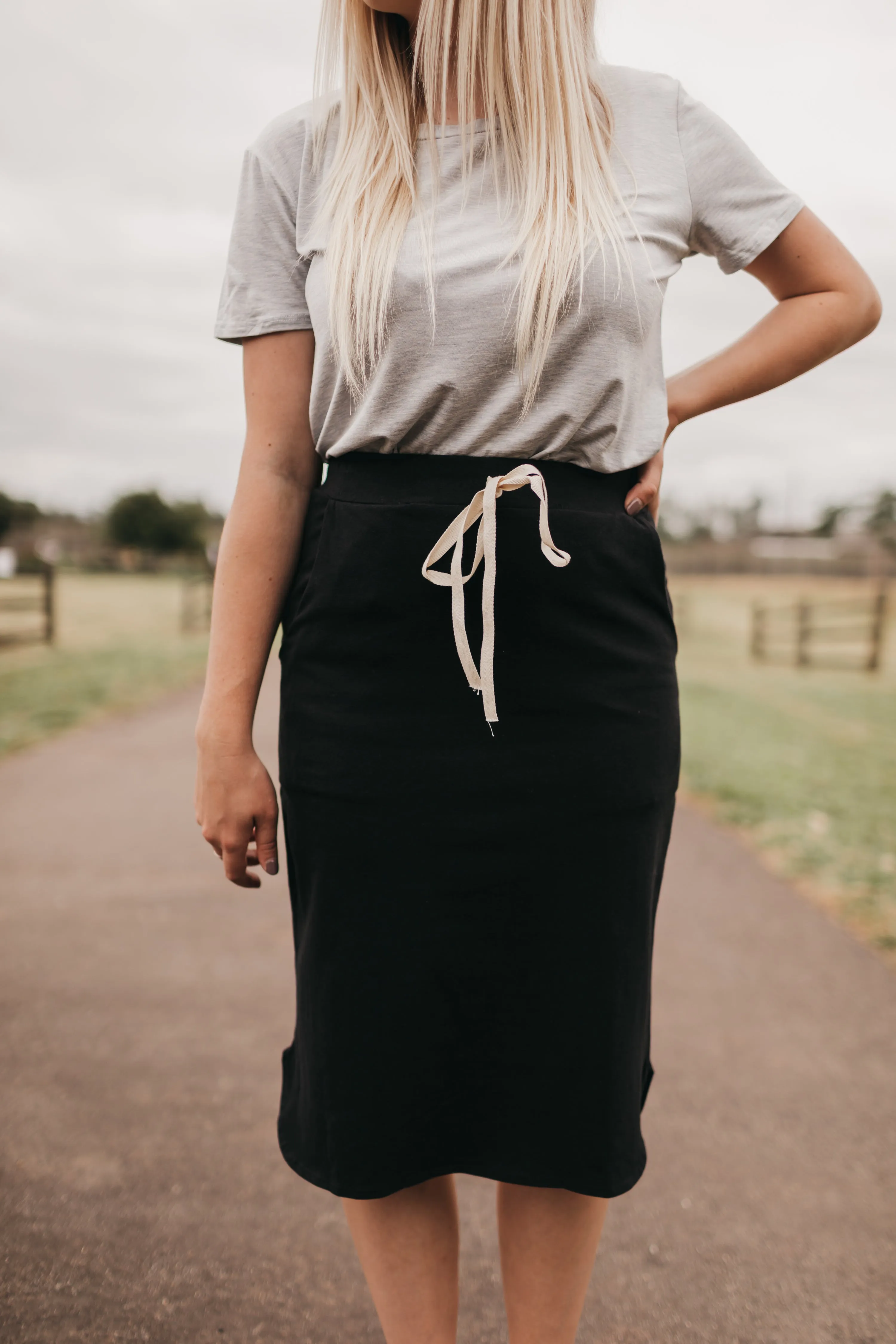 Chloe Drawstring Skirt in Black