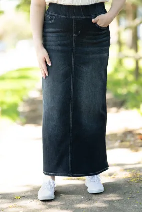 Classic Waistband Long Denim in Black