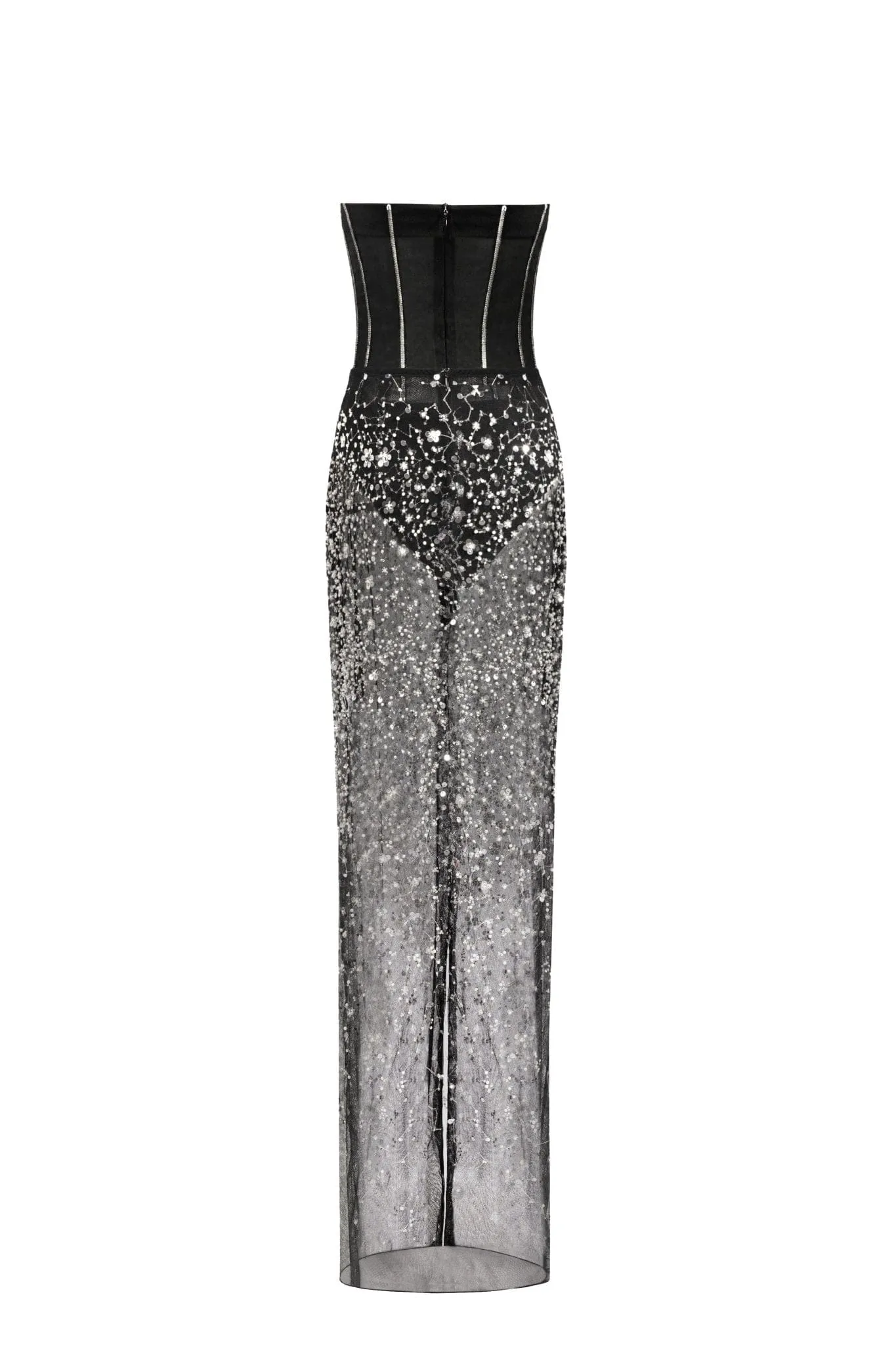 Crystal-covered fabulous black maxi dress