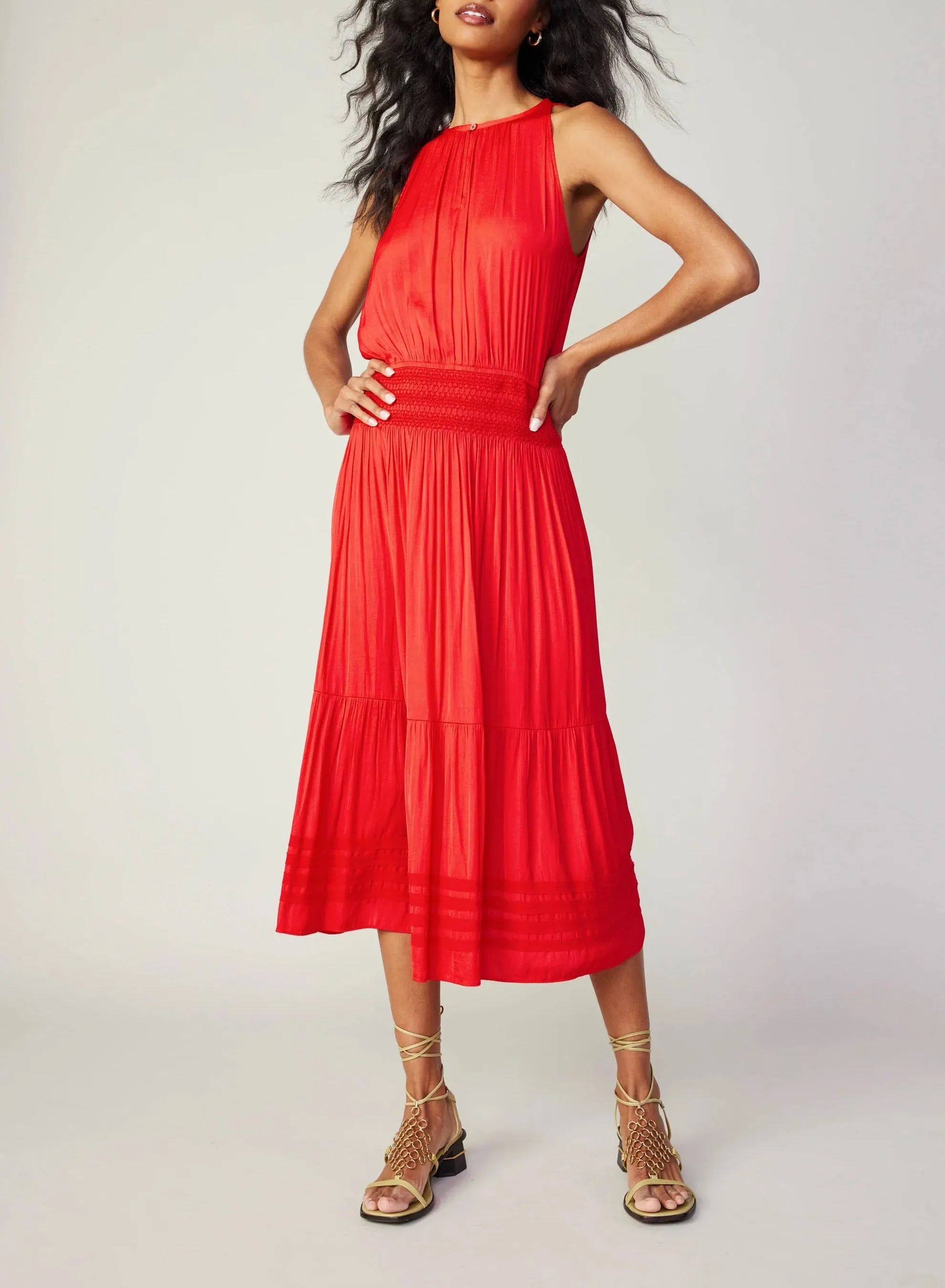 Current Air Halter Key Hole Midi Dress