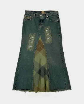 Custo Barcelona Distressed Denim Maxi Skirt 2000's