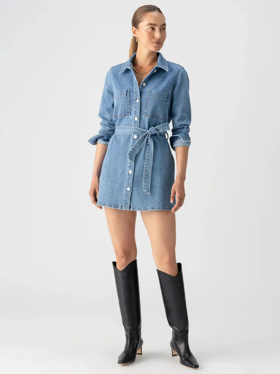 Denim Utility Shirt Dress