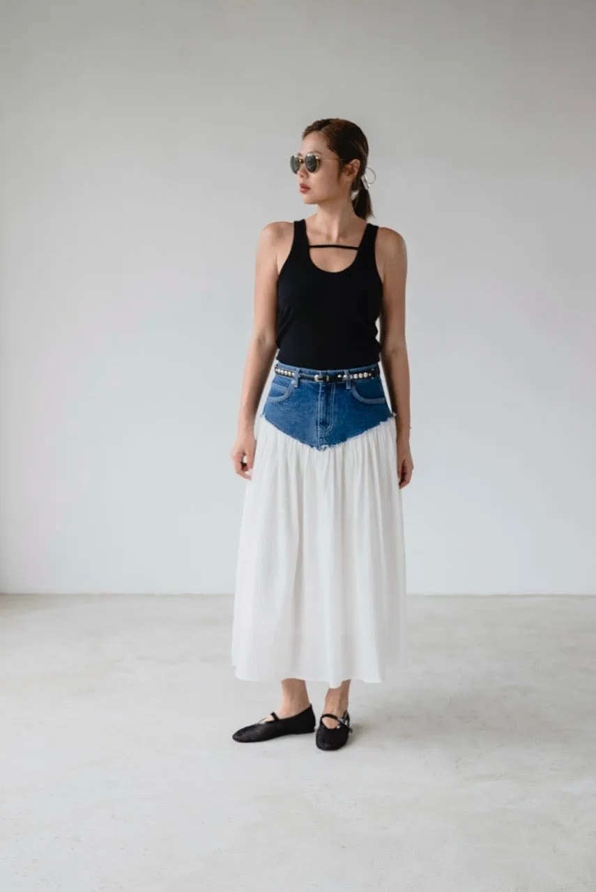 DENIM WAIST FLARE COTTON SKIRT ⭐️ *LAST 2*