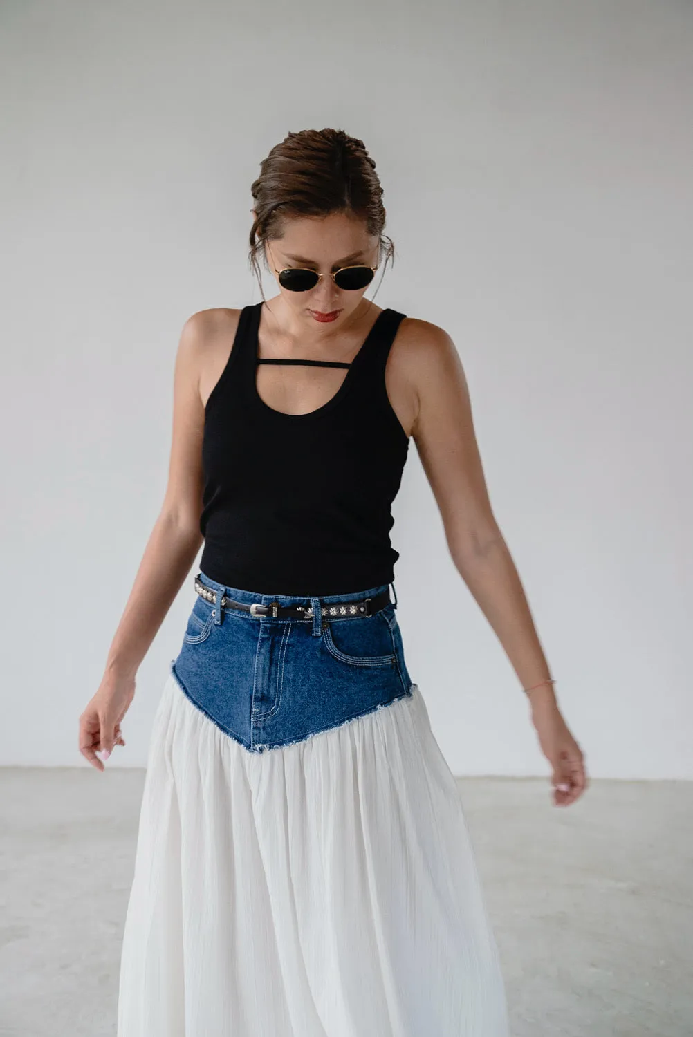 DENIM WAIST FLARE COTTON SKIRT ⭐️ *LAST 2*