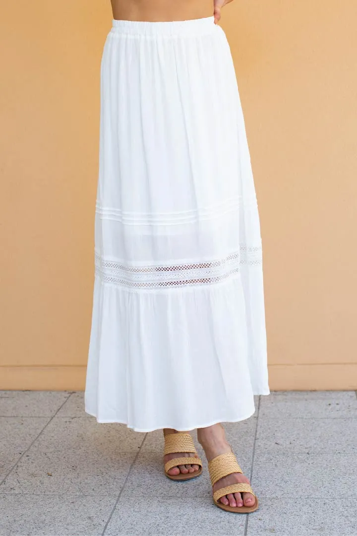 Dharma White Lace Maxi Skirt