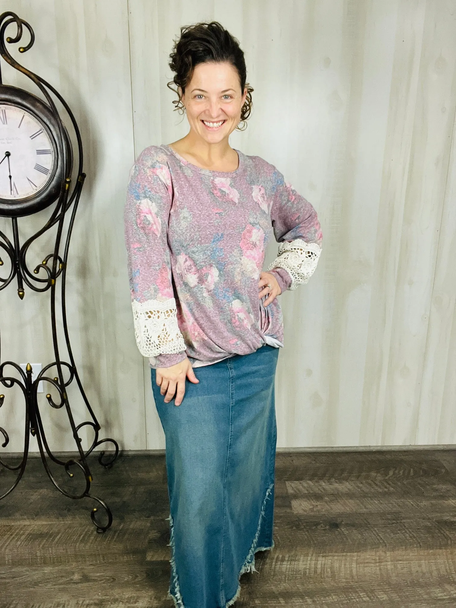 Diana Vintage Wash Long Jean Skirt