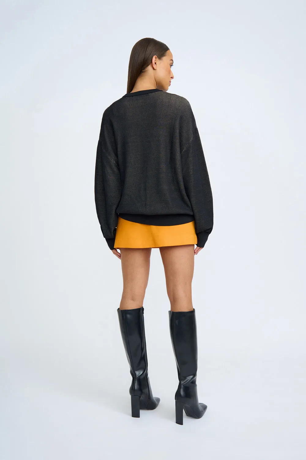 Digital Daisy Knit Sweater | Final Sale - Black Orange