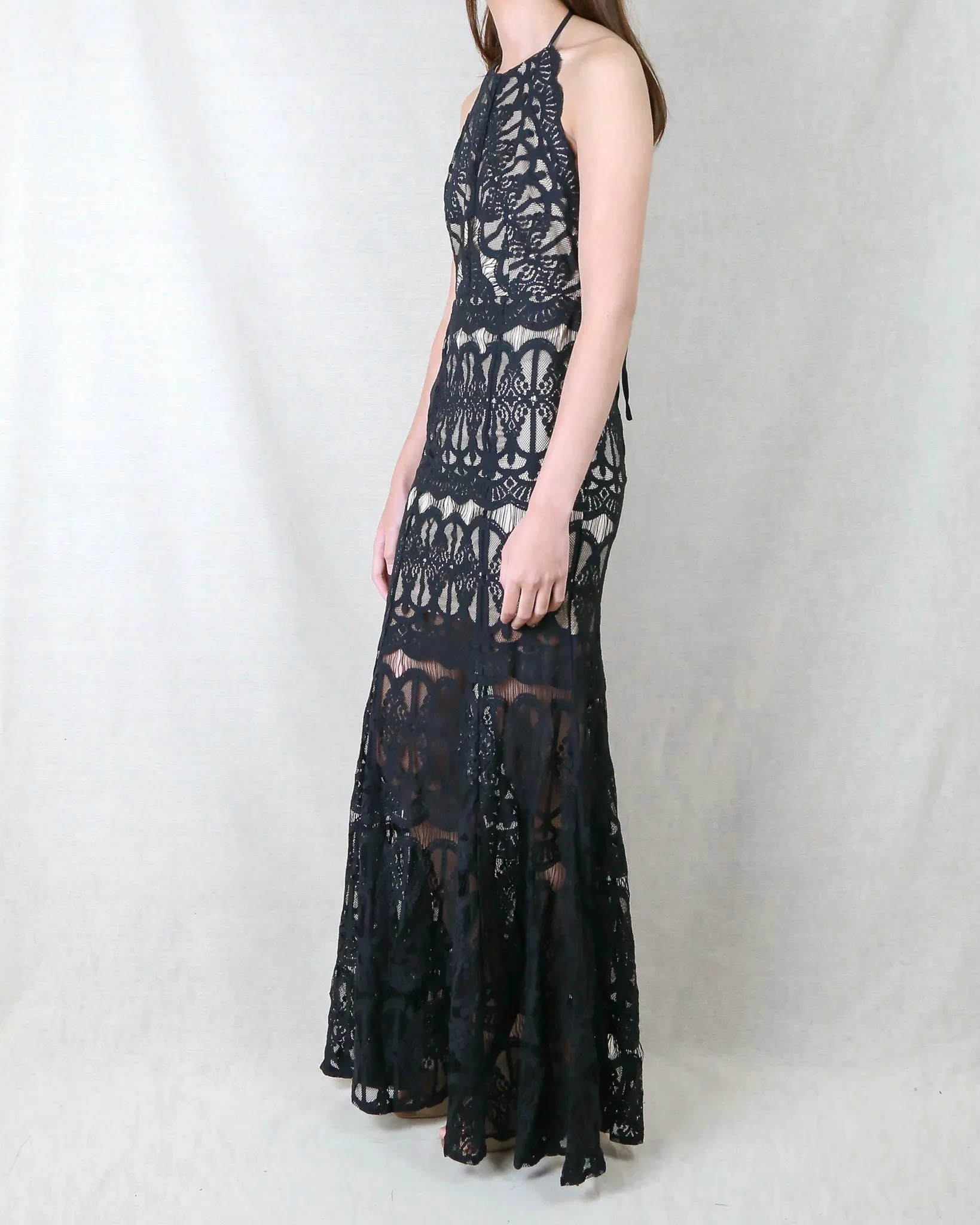 Everlasting Moments Fishtail Maxi Dress in Black