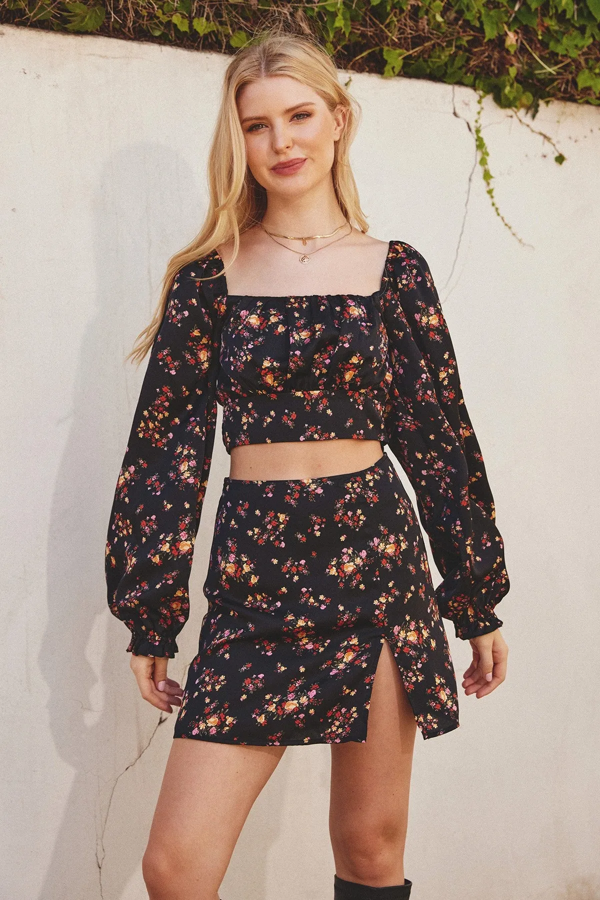 Fall Floral Mini Skirt