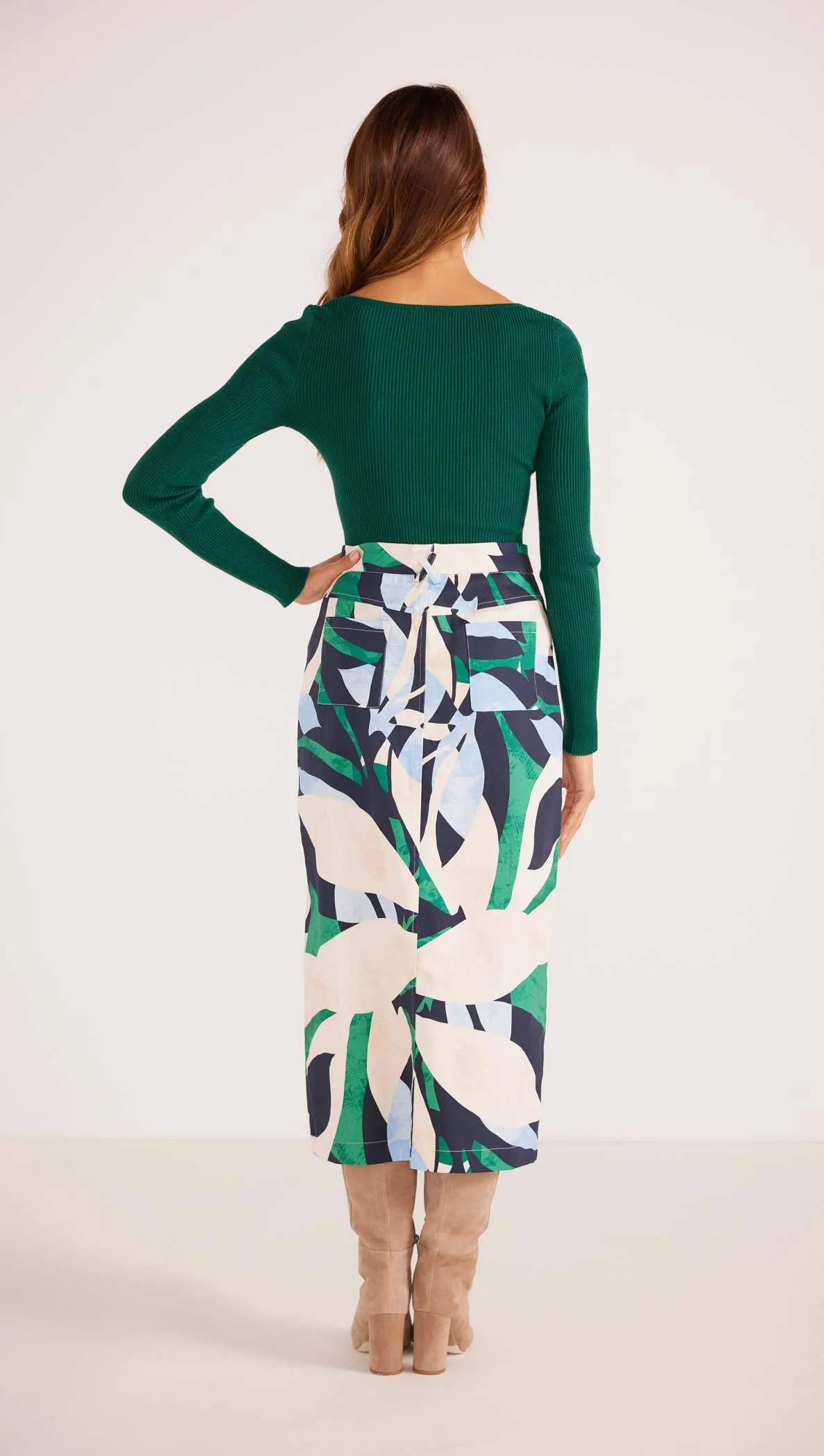 Faven Drill Midi Skirt