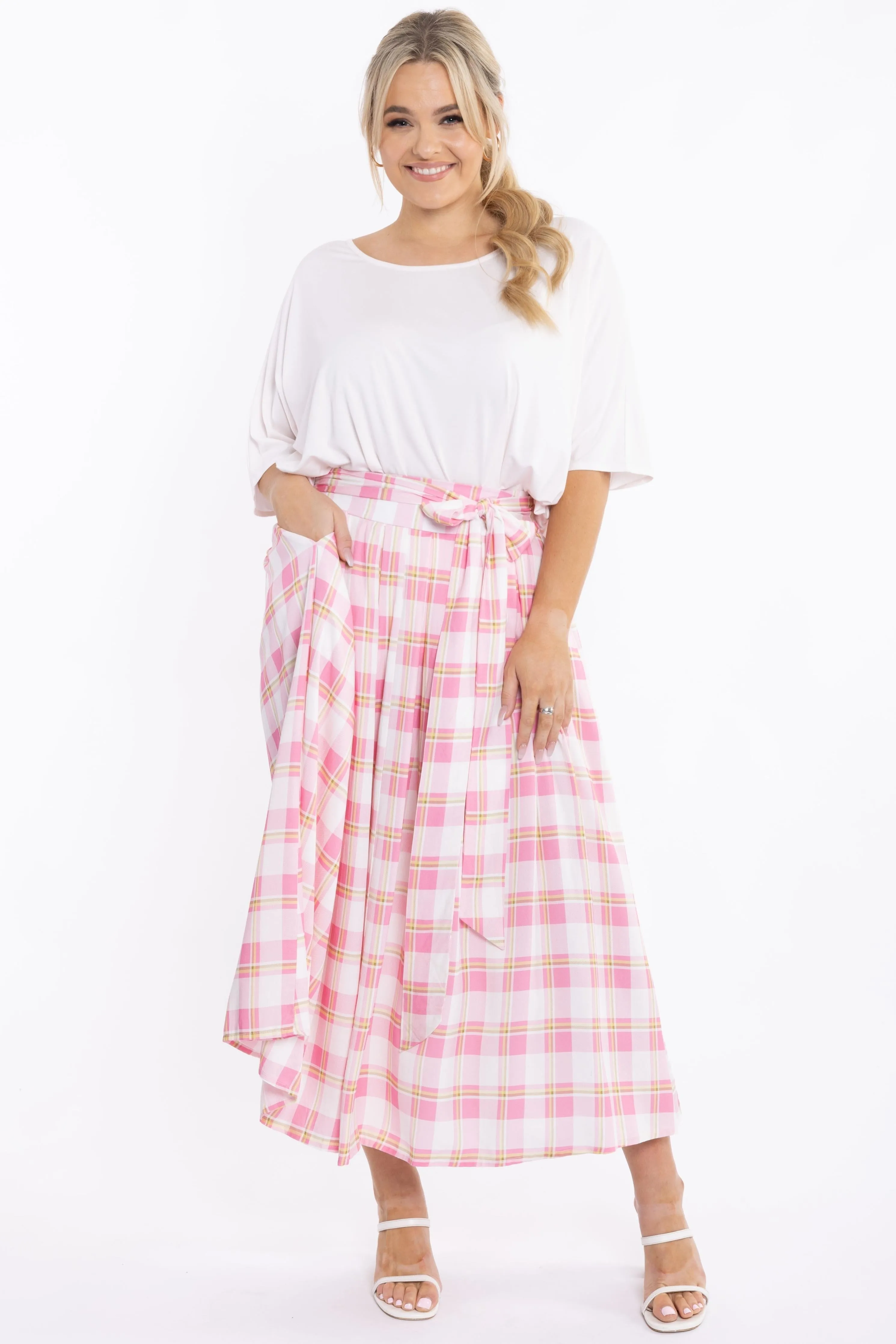 FINAL SALE Twirl Tie Skirt in Vintage Check