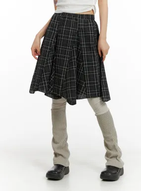 Flared Checkered Midi Skirt CM413