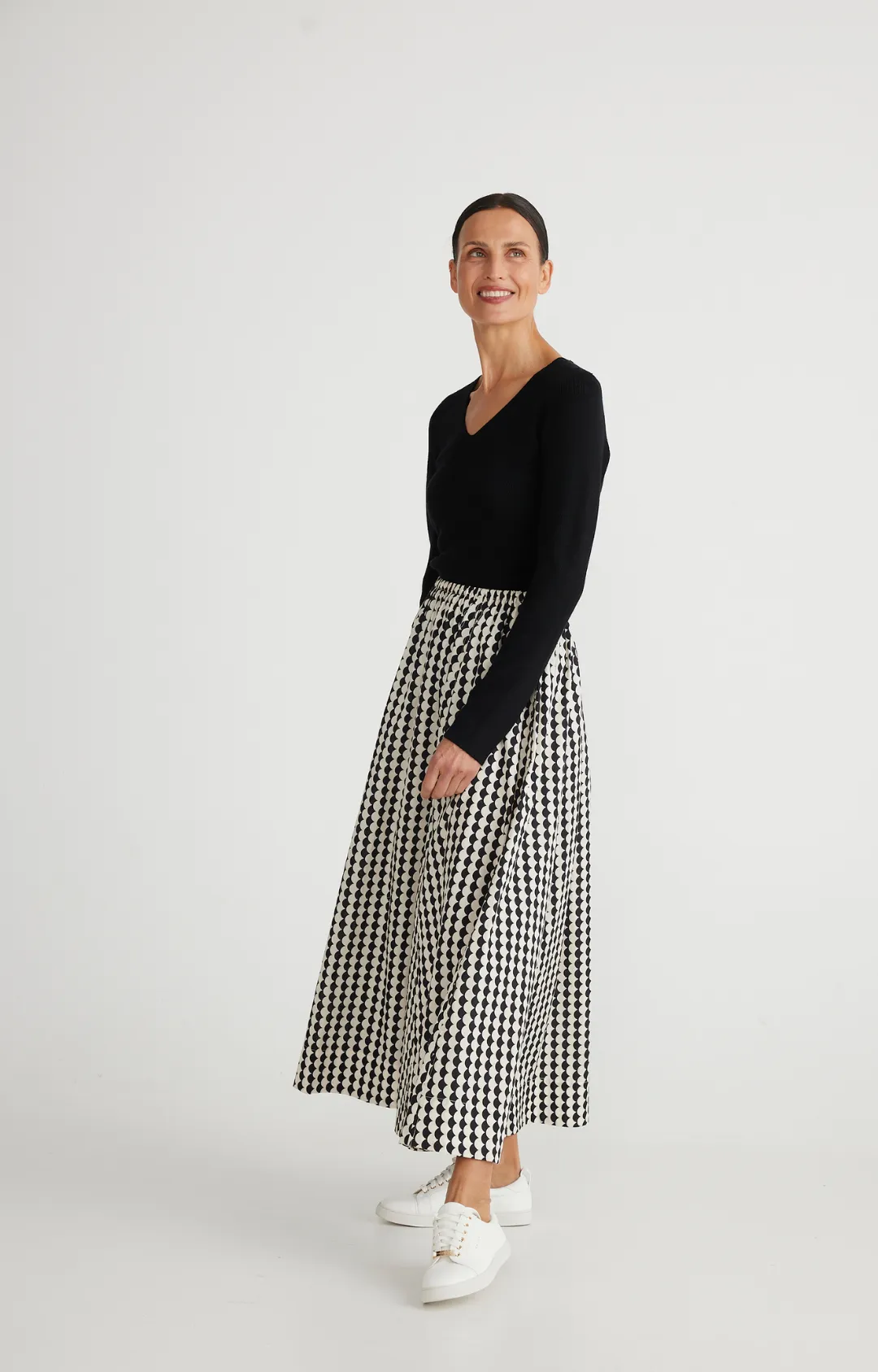 Floki Skirt - Black & Off-White Scallop