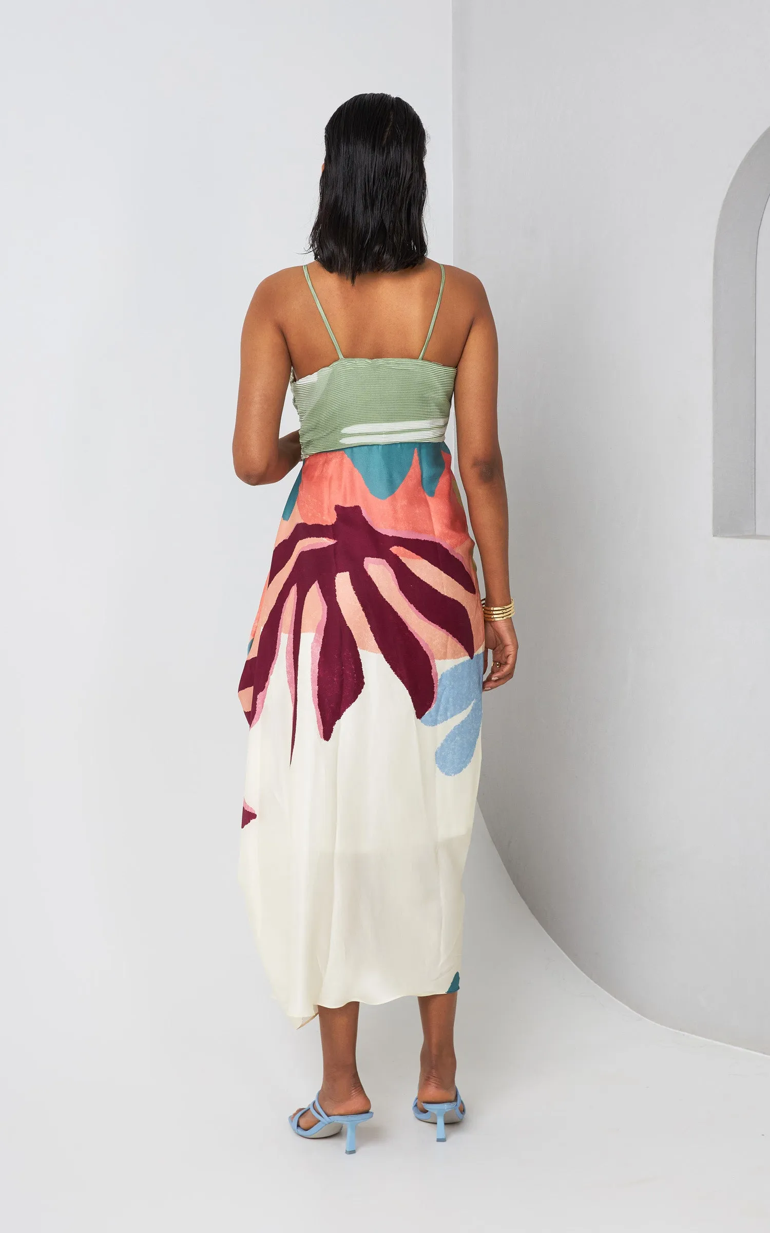 Floral Abstract Printed Drape Dress