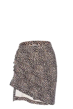 Floral Jersey Ruched Mini Skirt