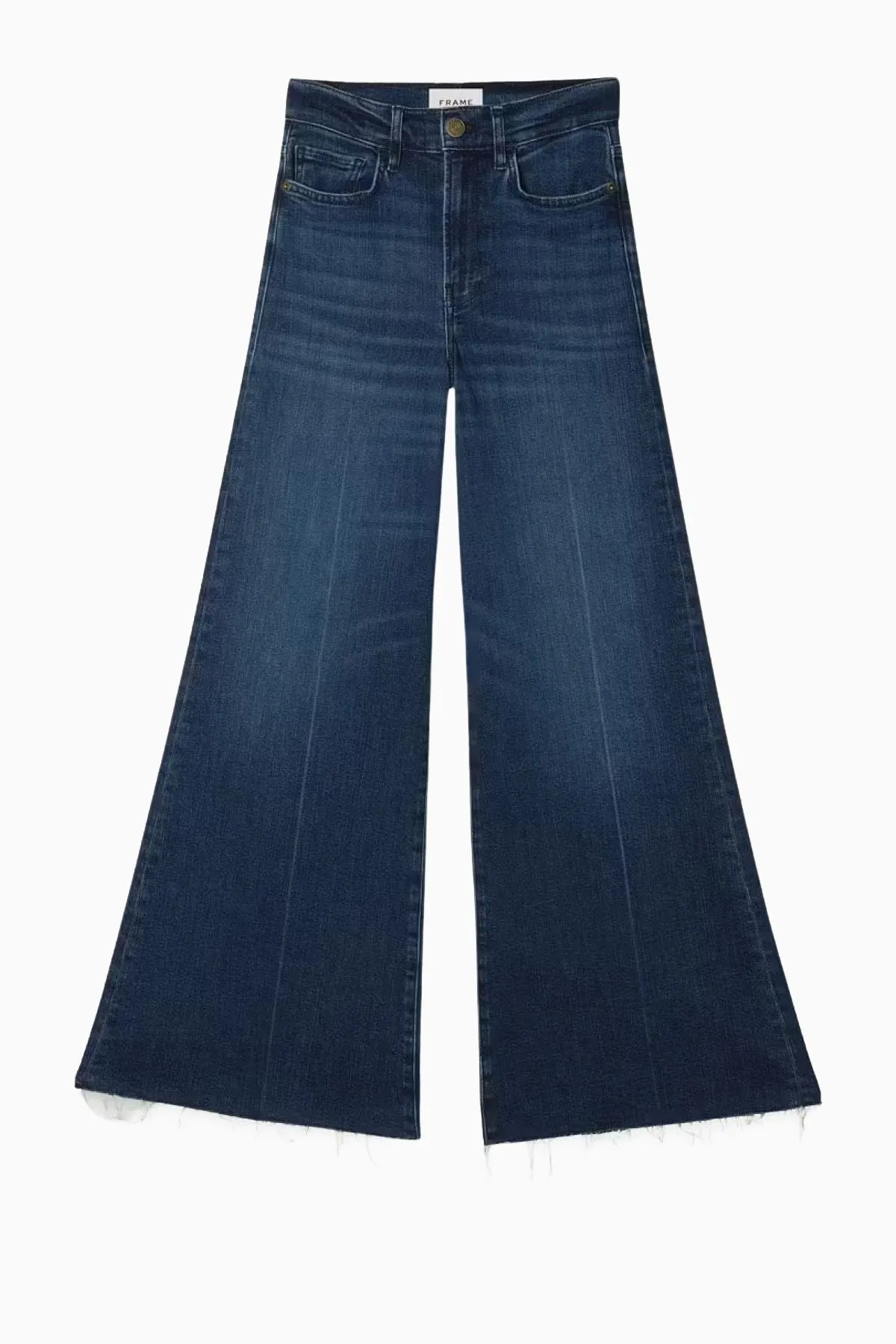 Optimized Title: Frame Denim Womens Le Palazzo Crop Raw Fray Jeans - Calvin Wash