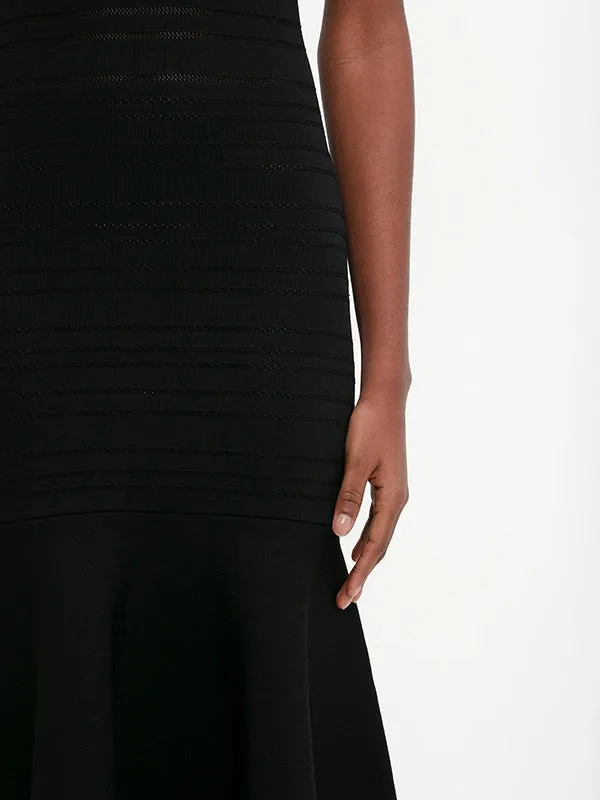 Frame Detail Sleeveless Dress in Black