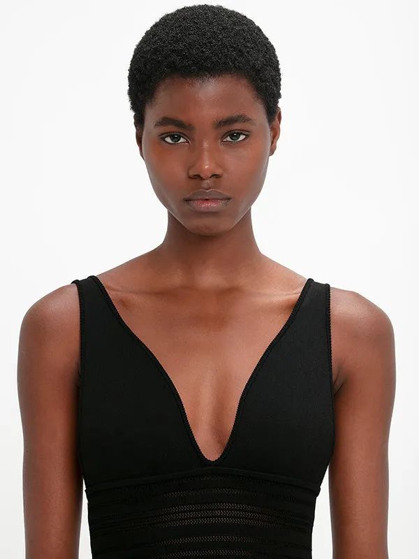 Frame Detail Sleeveless Dress in Black