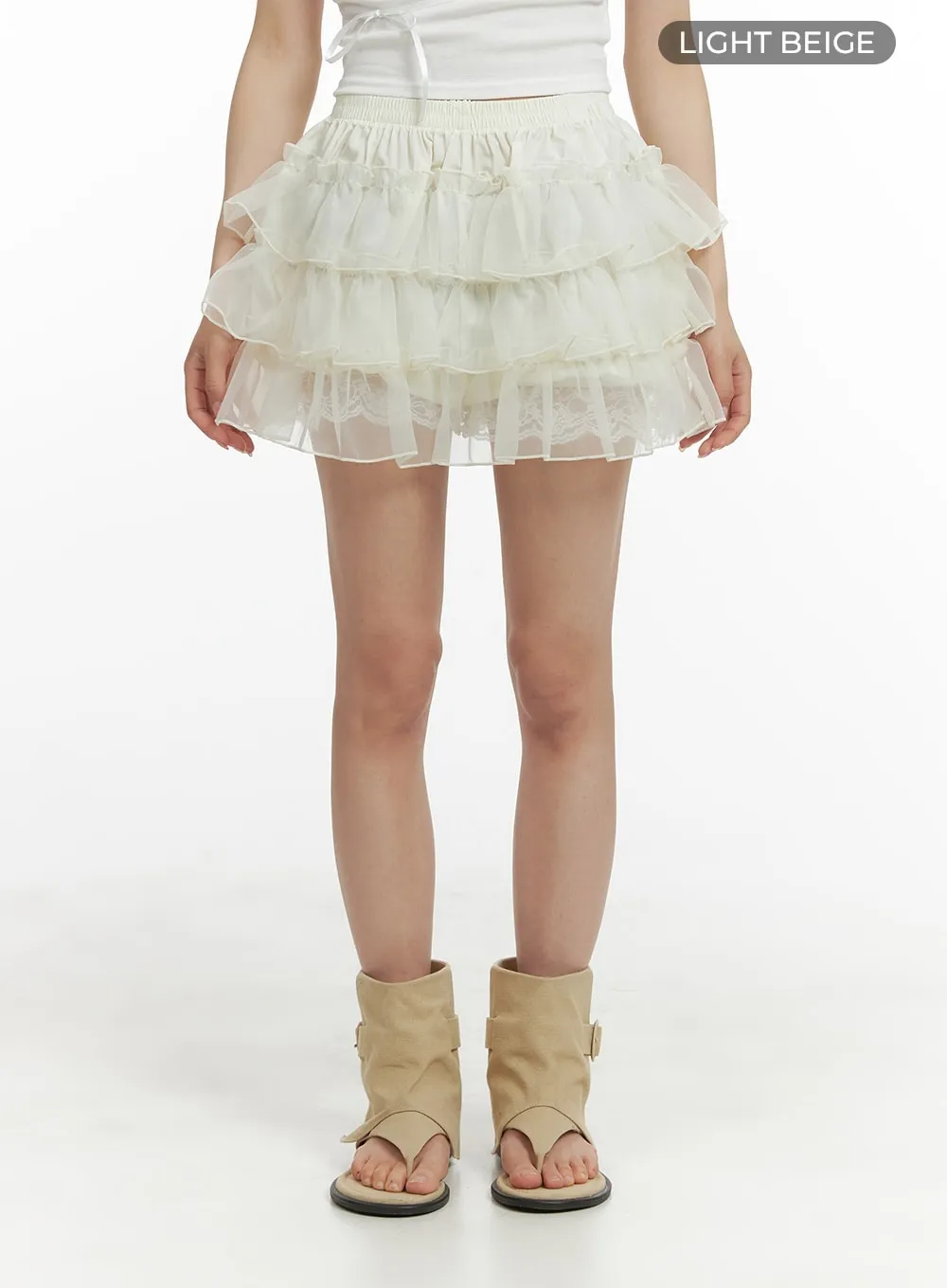 Chic Mini Skirt with Frill Lace Banding Detail - CM427