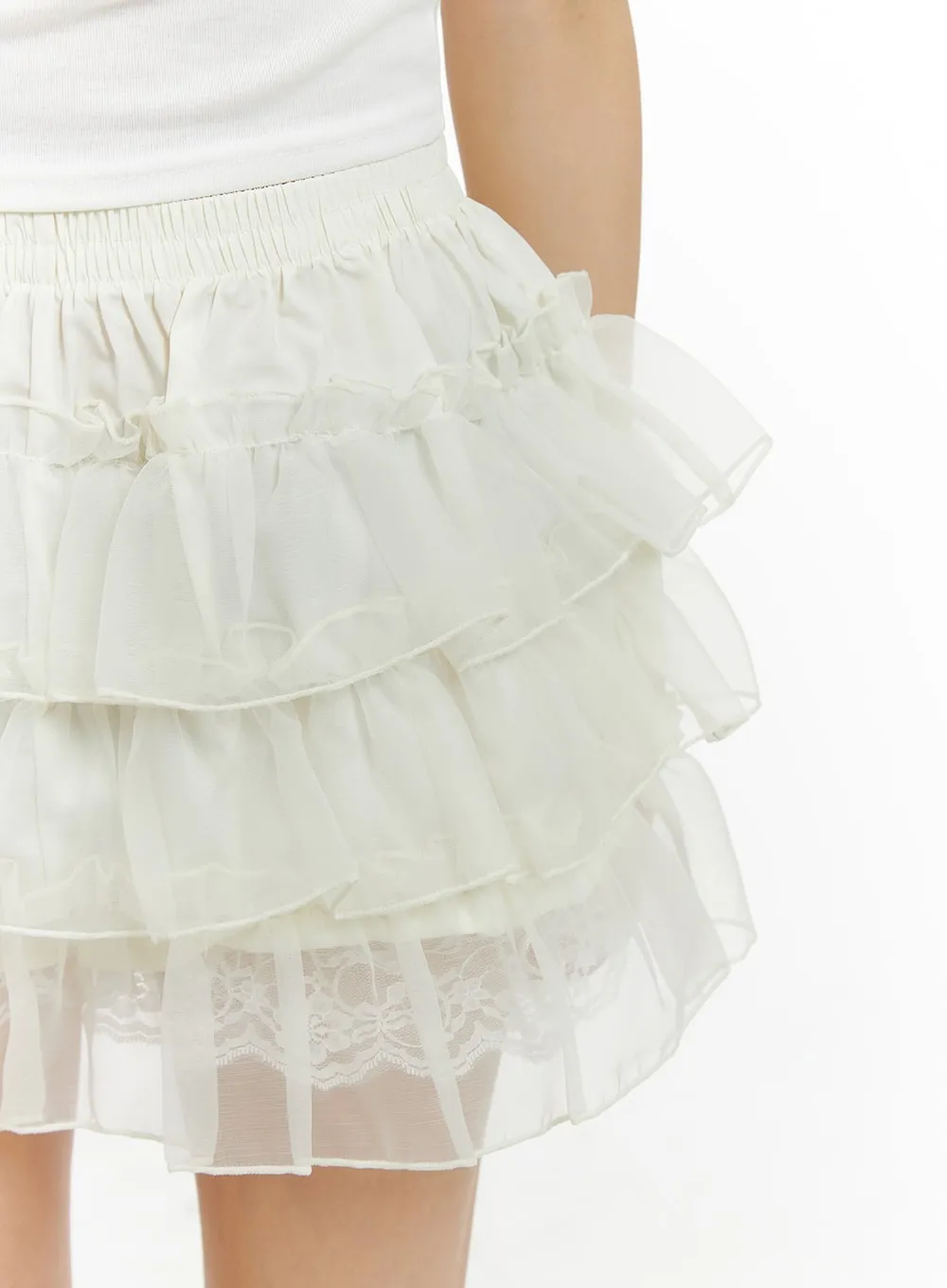 Chic Mini Skirt with Frill Lace Banding Detail - CM427