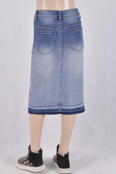 GIRLS Faith Two-Tone Denim Skirt