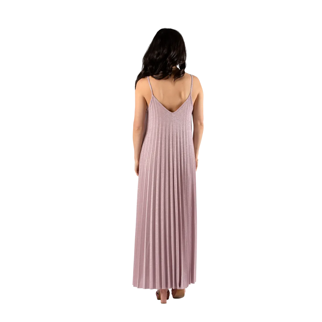 Glitter Pleat Maxi Old Rose