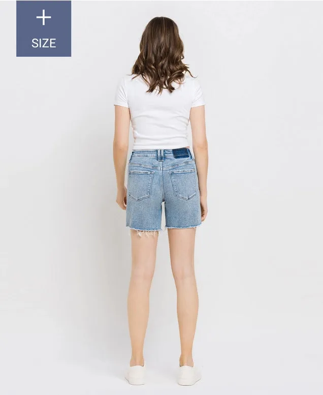 Goshen High Rise Midi Denim Shorts