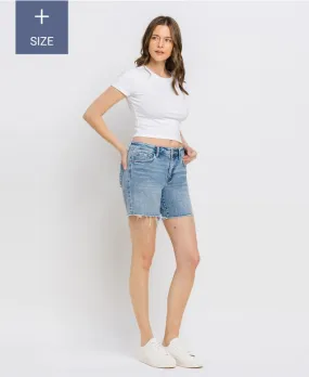 Goshen High Rise Midi Denim Shorts