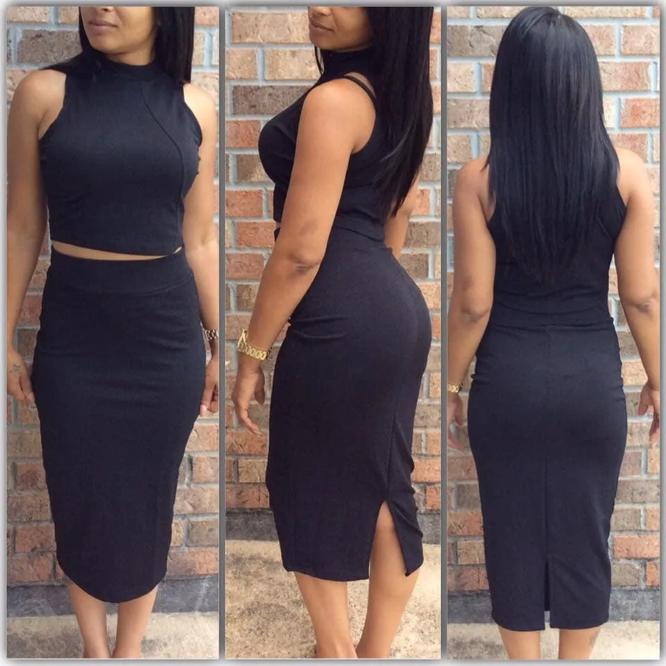 High Neck Pencil Skirt