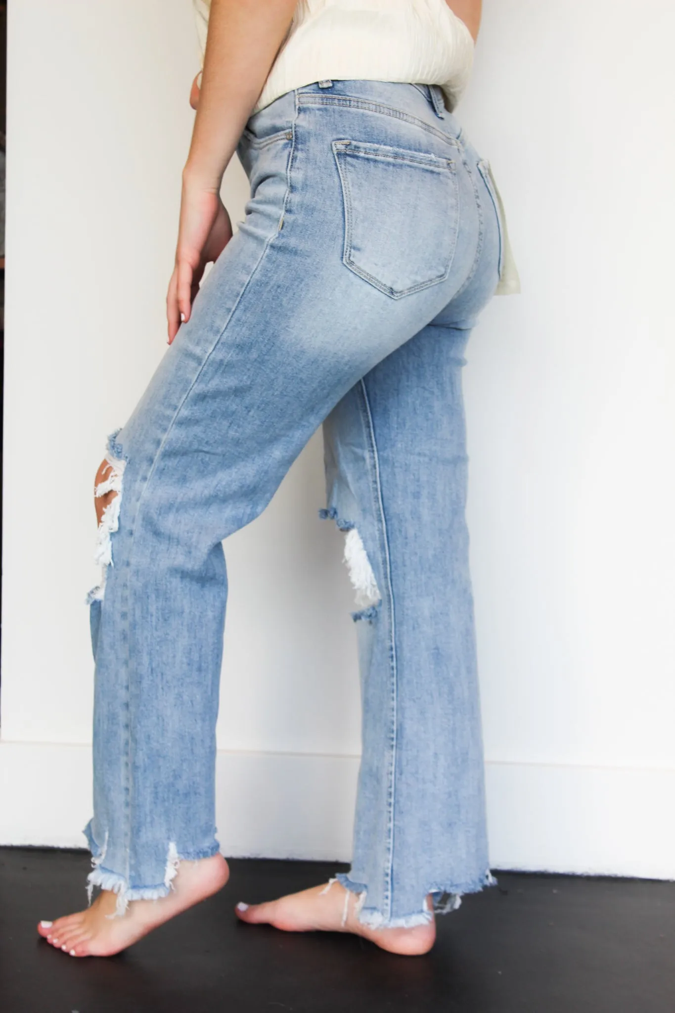 High Rise Ankle Flare Denim