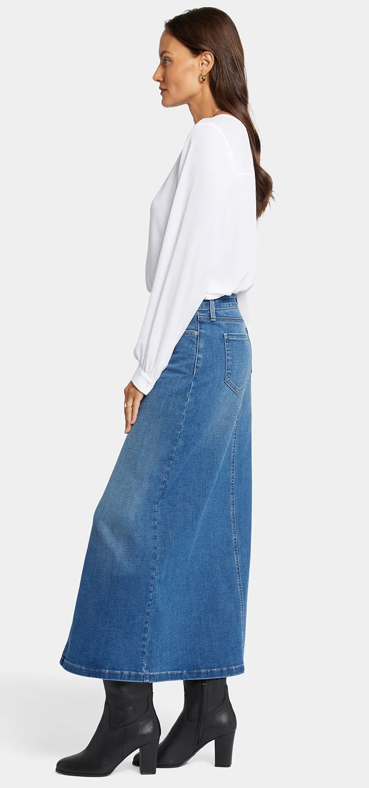 High Rise Long Skirt Mediumblauw Premium Denim | Fairmont