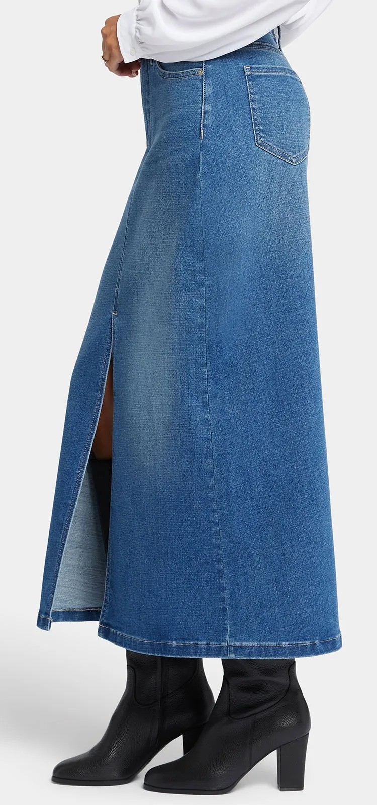 High Rise Long Skirt Mediumblauw Premium Denim | Fairmont