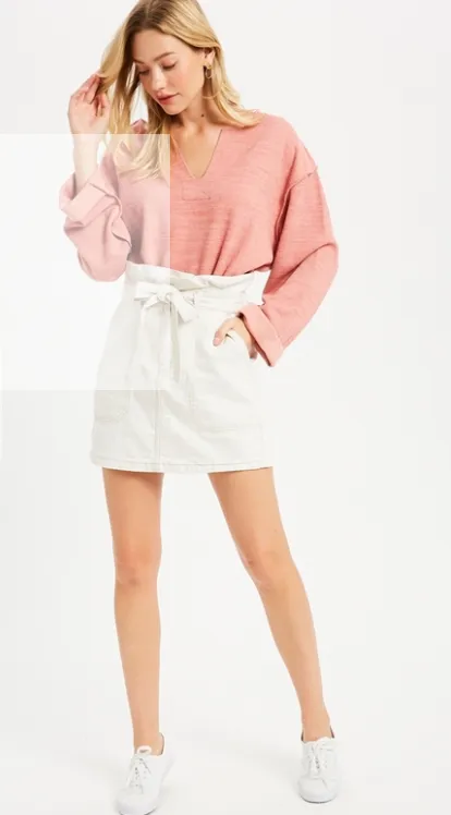 High Waisted Cotton Mini SKirt