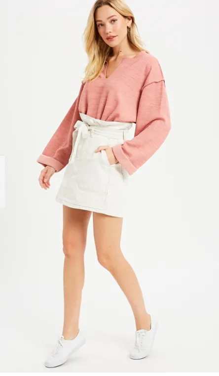 High Waisted Cotton Mini SKirt