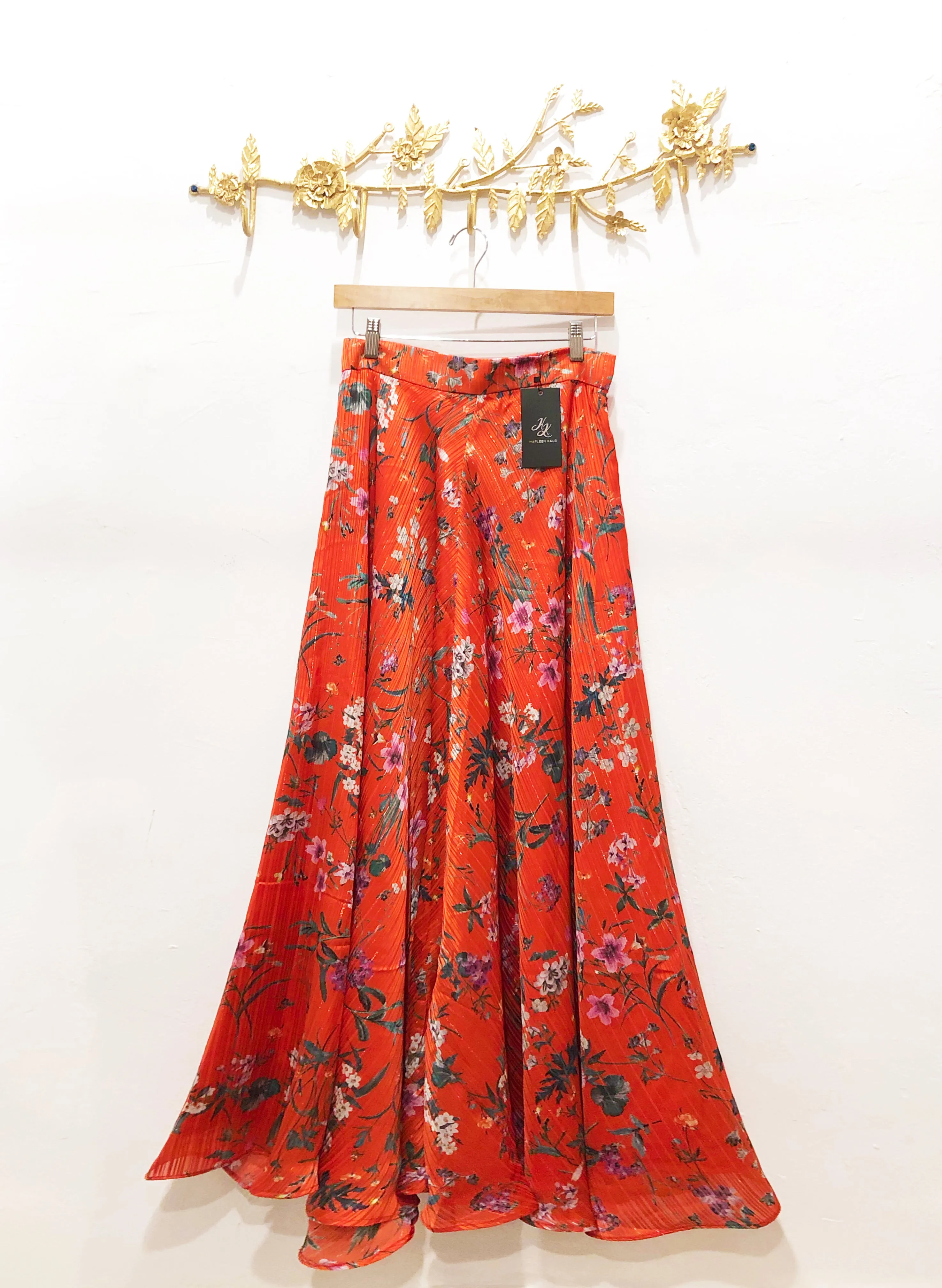 HILA Red Metallic Satin Skirt