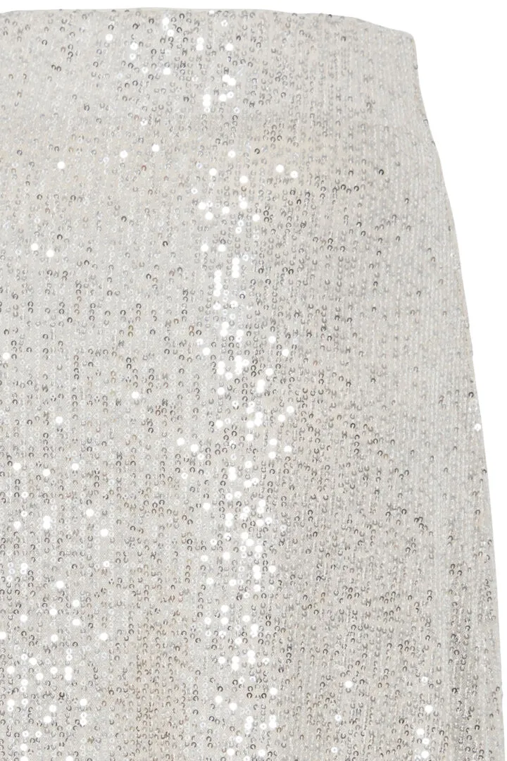 Ichi Fauci Sequinned Maxi Skirt-Frosted Almond-20120063