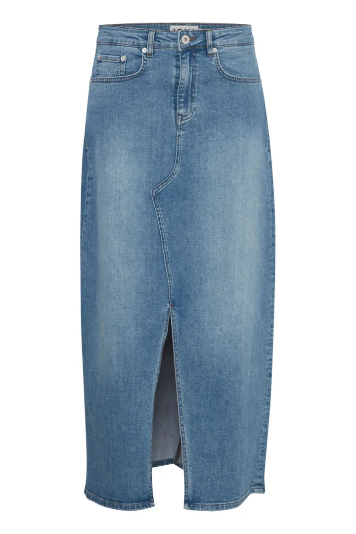 Ichi Twiggy Denim Maxi Skirt-Light Blue-20121394