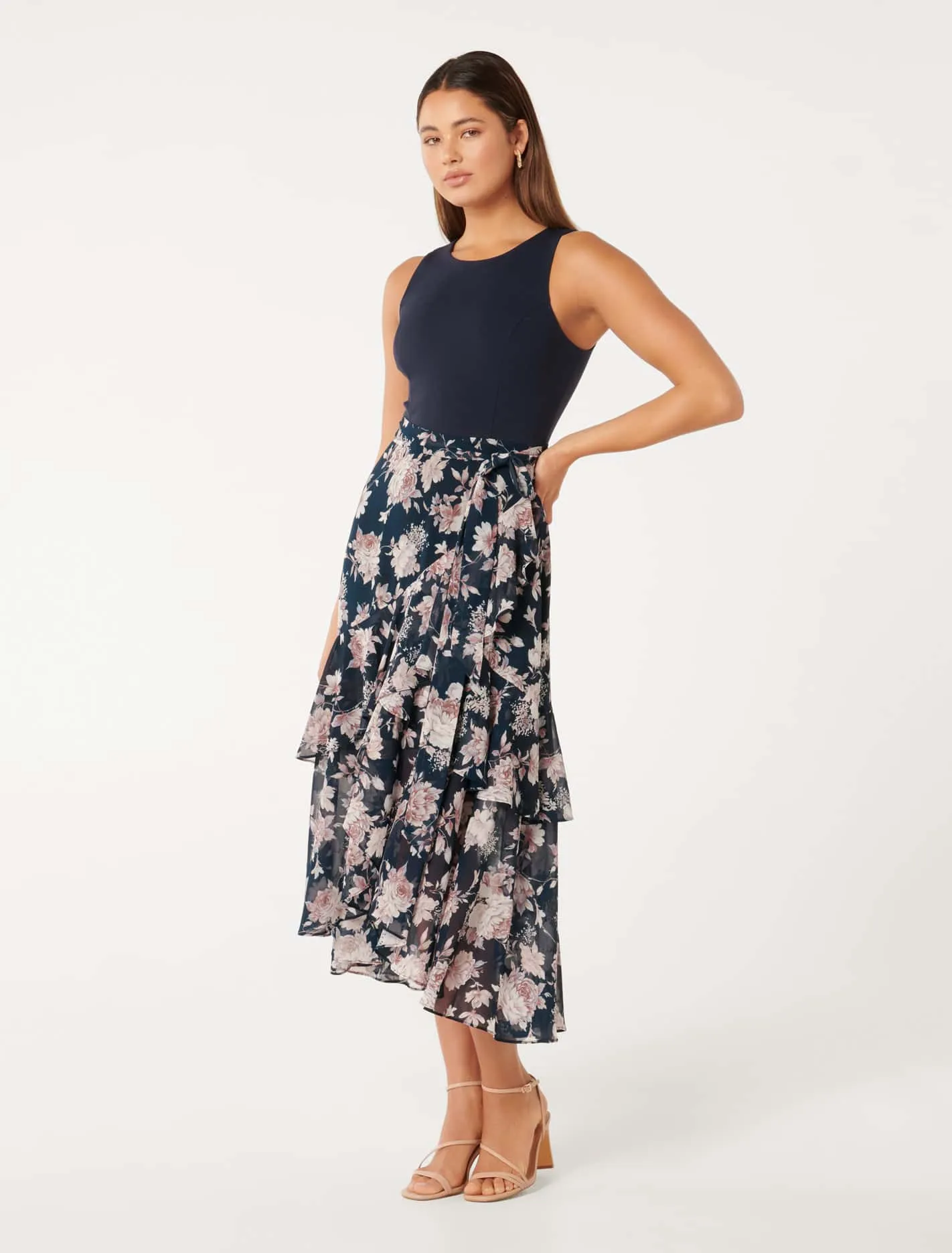 Ilaria Ruffled 2-in-1 Midi Dress - Versatile and Elegant