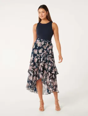 Ilaria Ruffled 2-in-1 Midi Dress - Versatile and Elegant