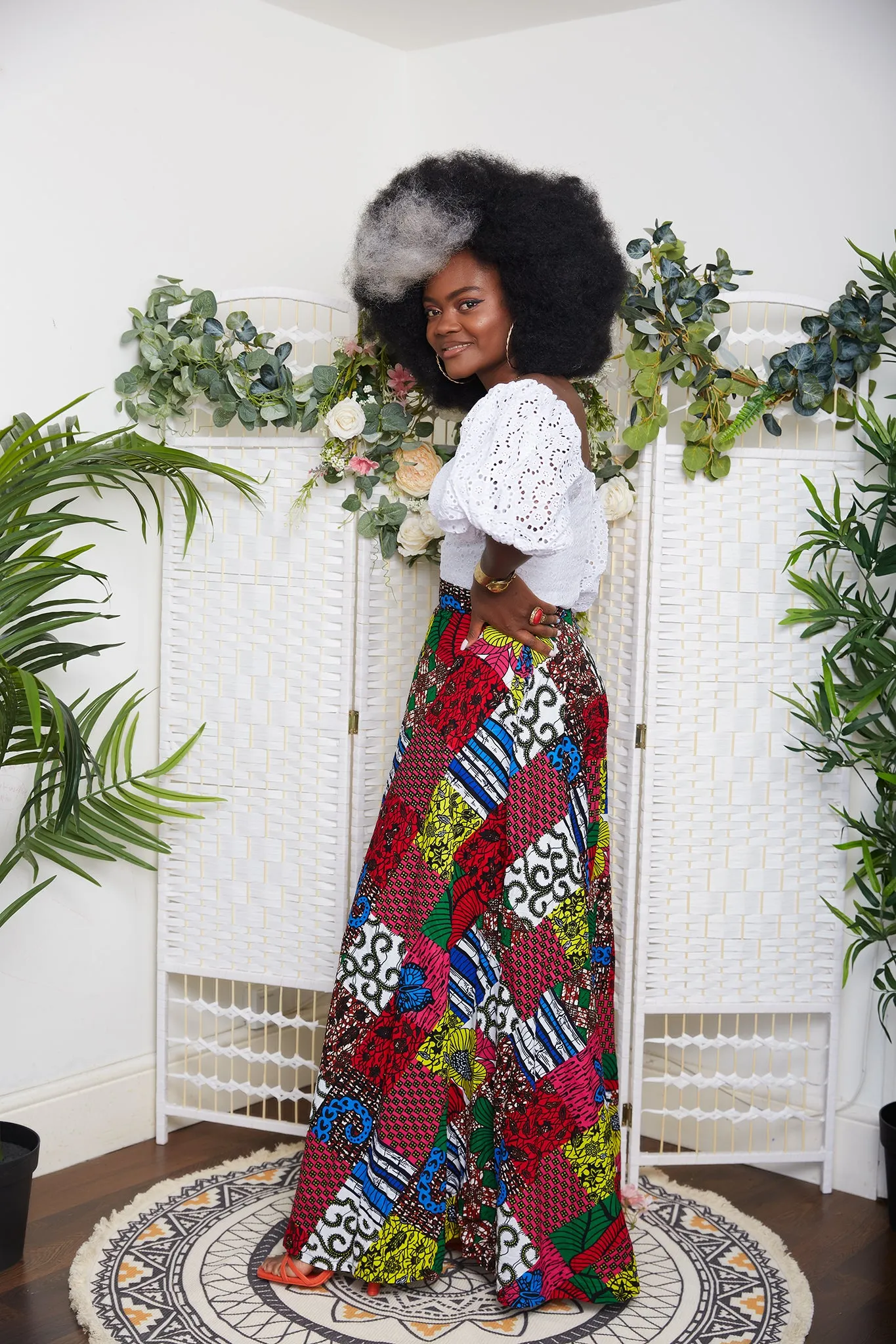 Ileno African Patchwork Print Maxi Skirt