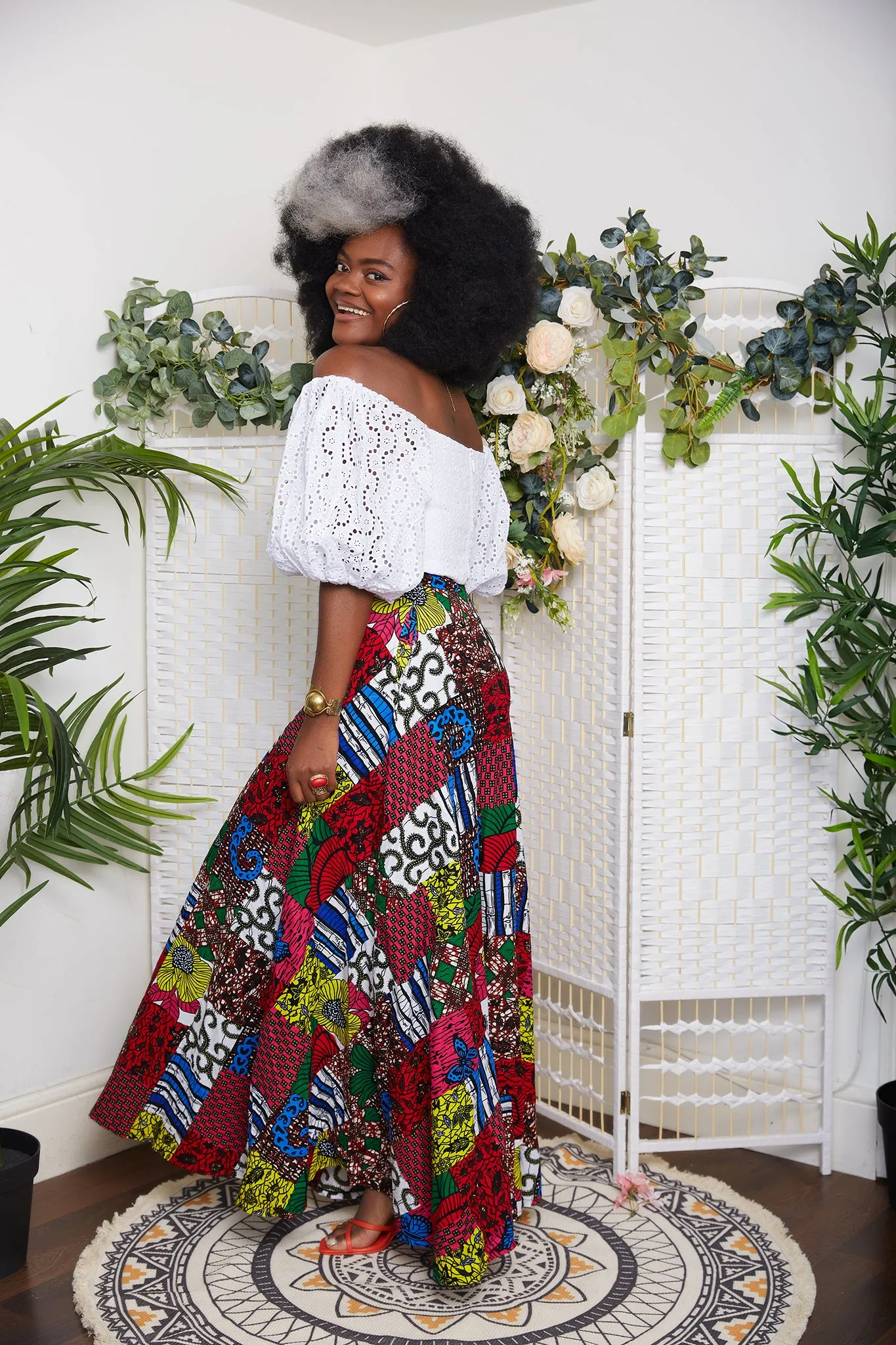 Ileno African Patchwork Print Maxi Skirt