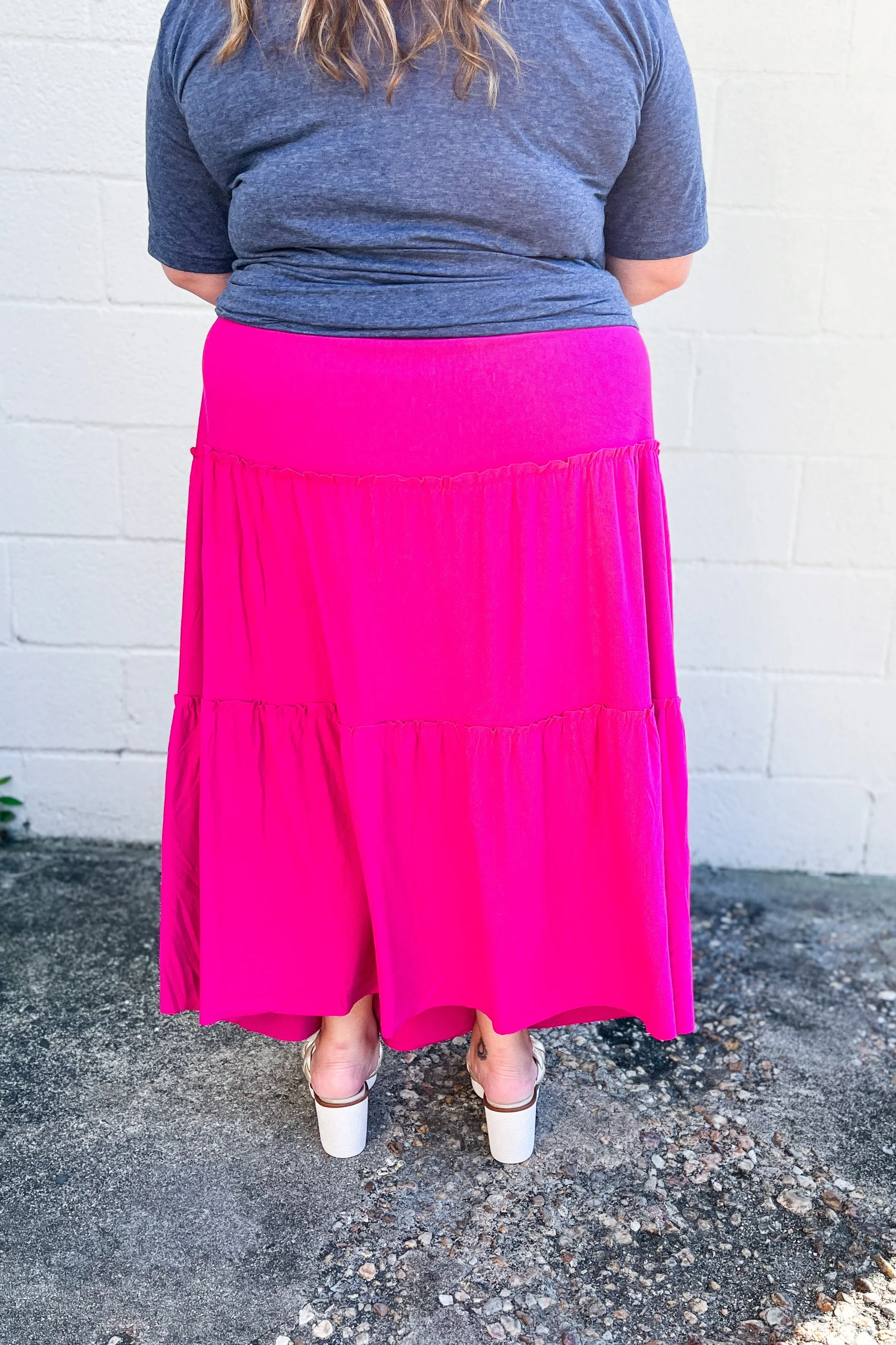 Joanna Tiered Maxi Skirt, Magenta