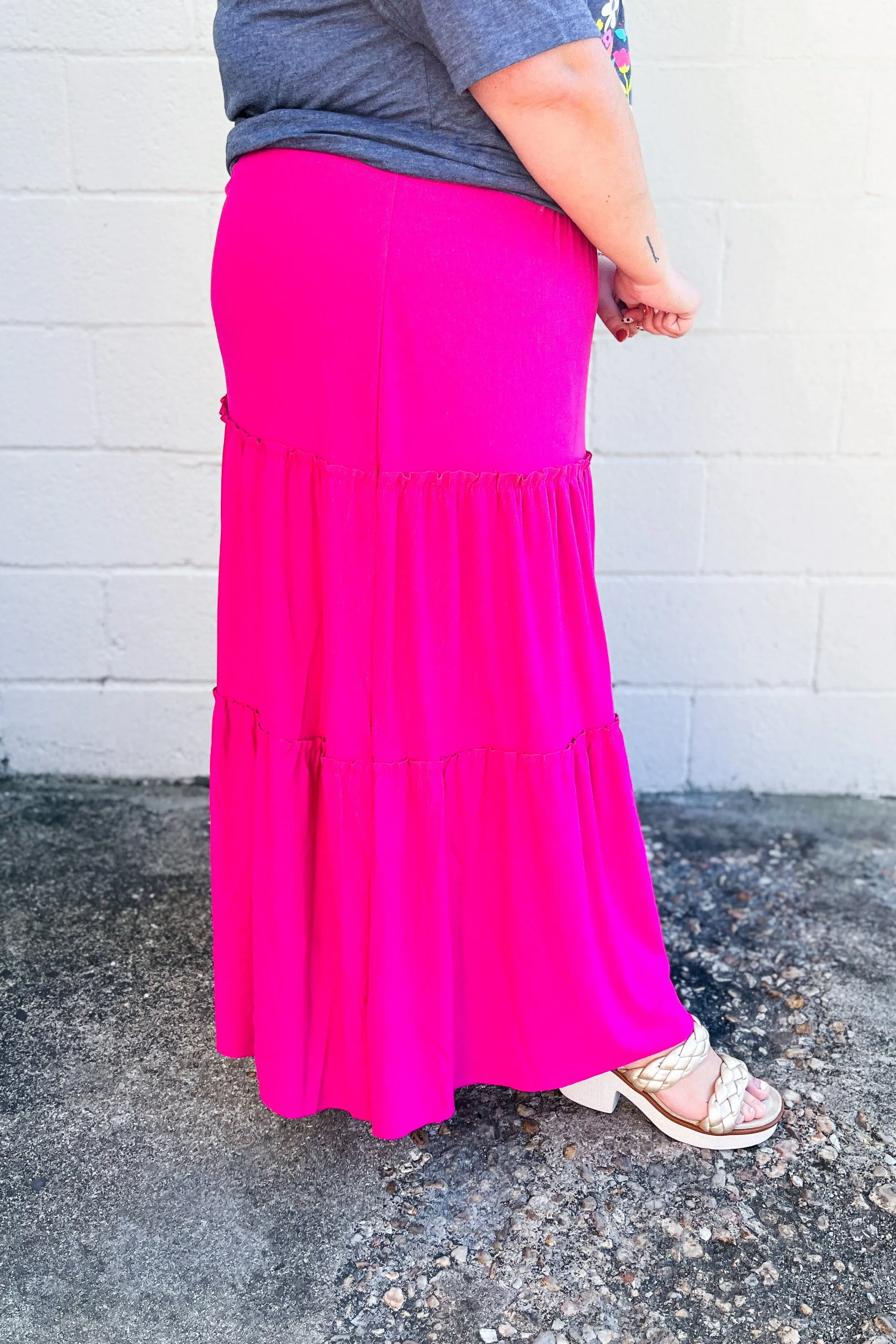 Joanna Tiered Maxi Skirt, Magenta