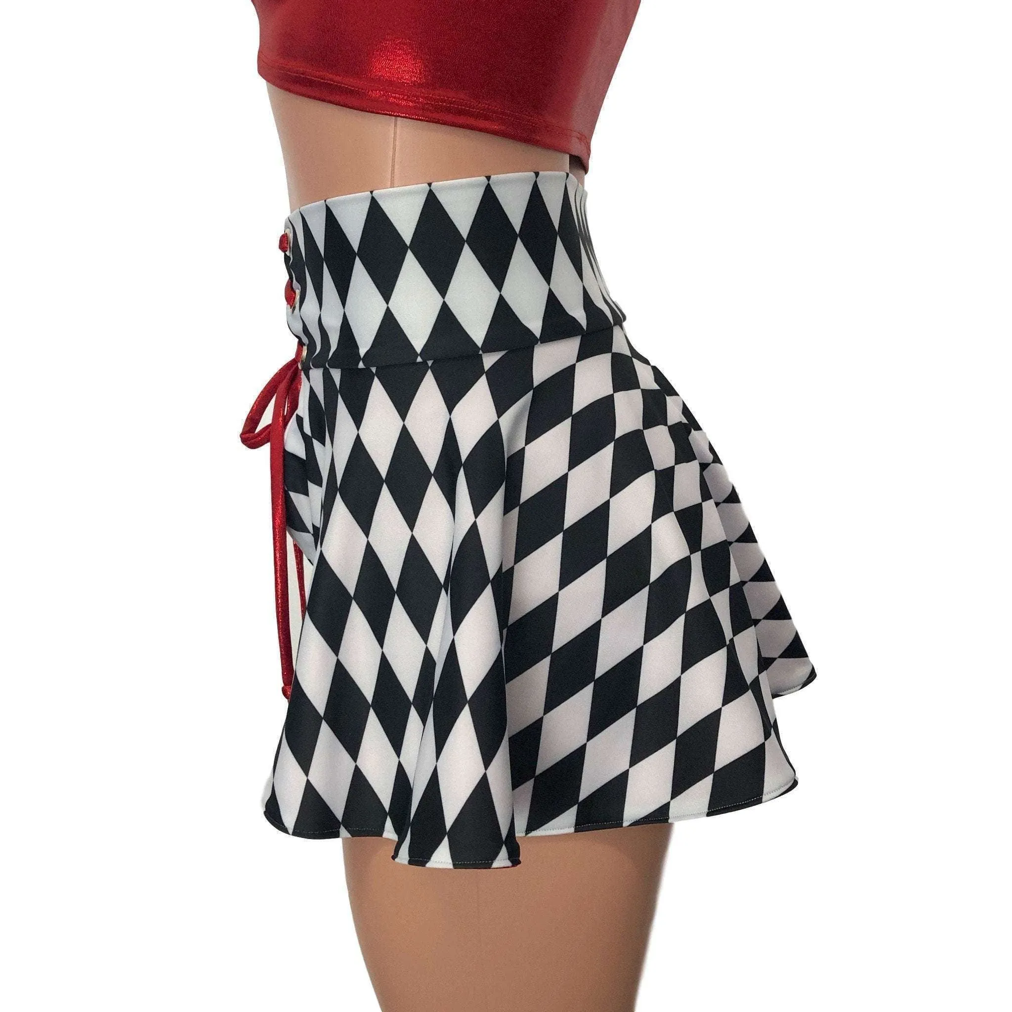 Lace-Up Corset Skirt - Harlequin Diamond