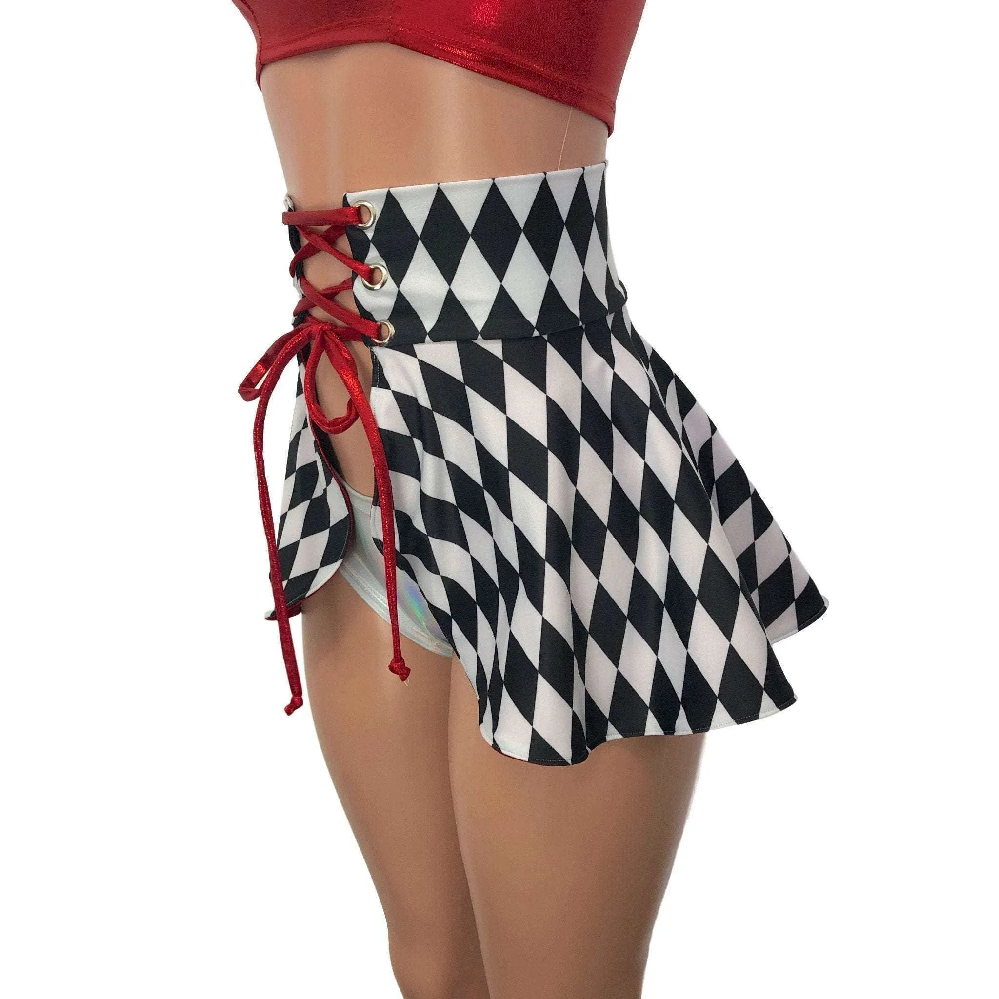 Lace-Up Corset Skirt - Harlequin Diamond