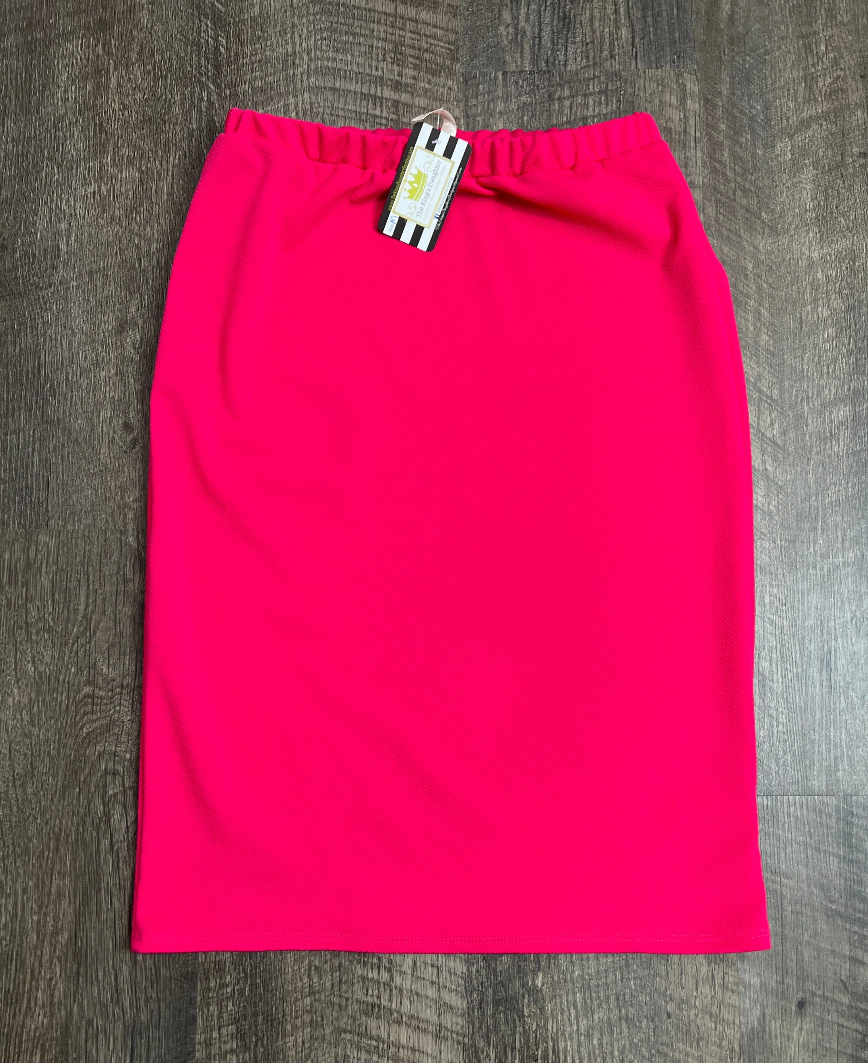 Laura Hot Pink Colored Pencil Style Skirt-Textured