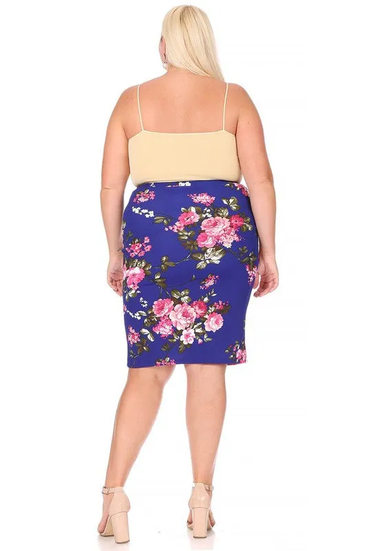 Laura Royal Blue Floral Pencil Skirt