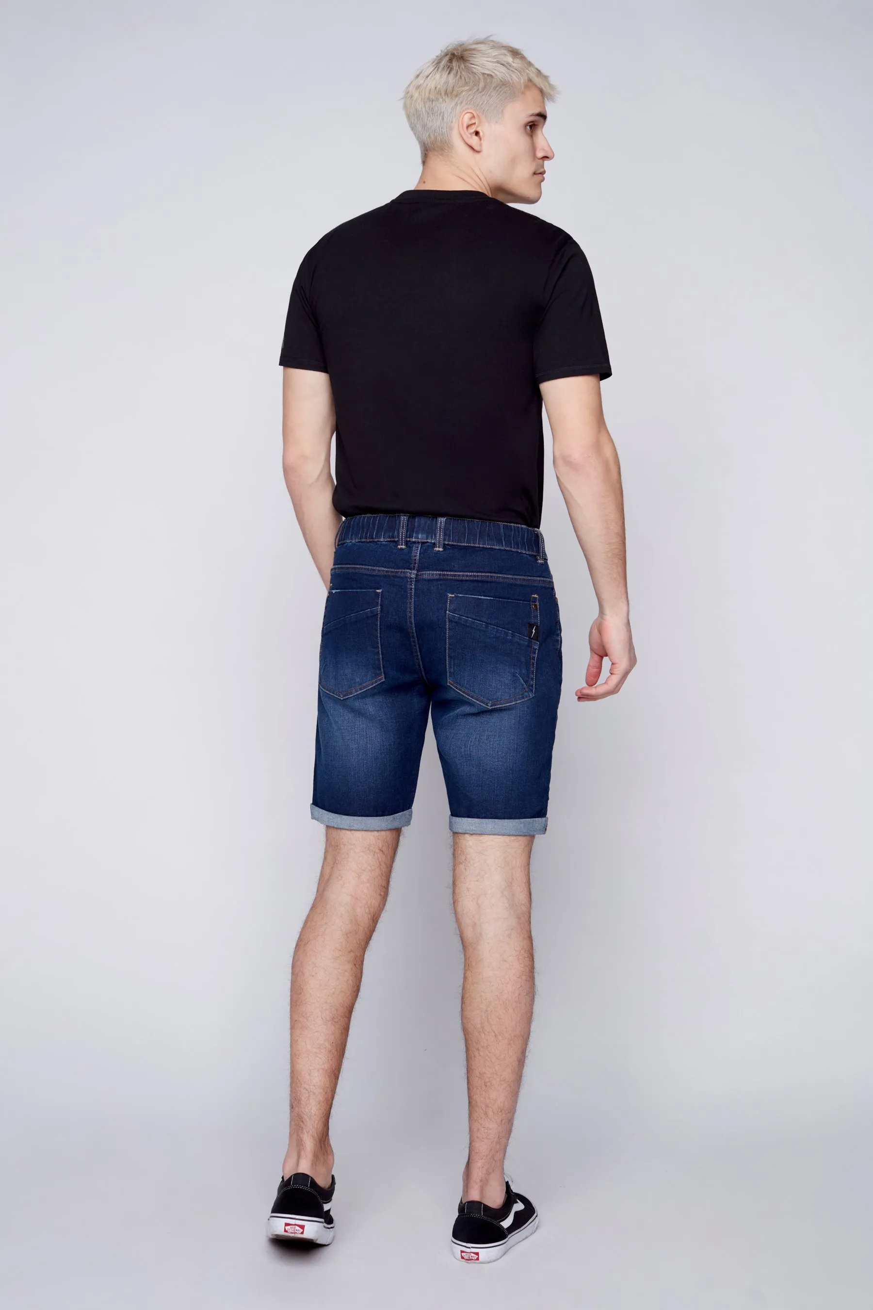 LENNON - Mens Rolled-Up Shorts - Dark Indigo Rinse