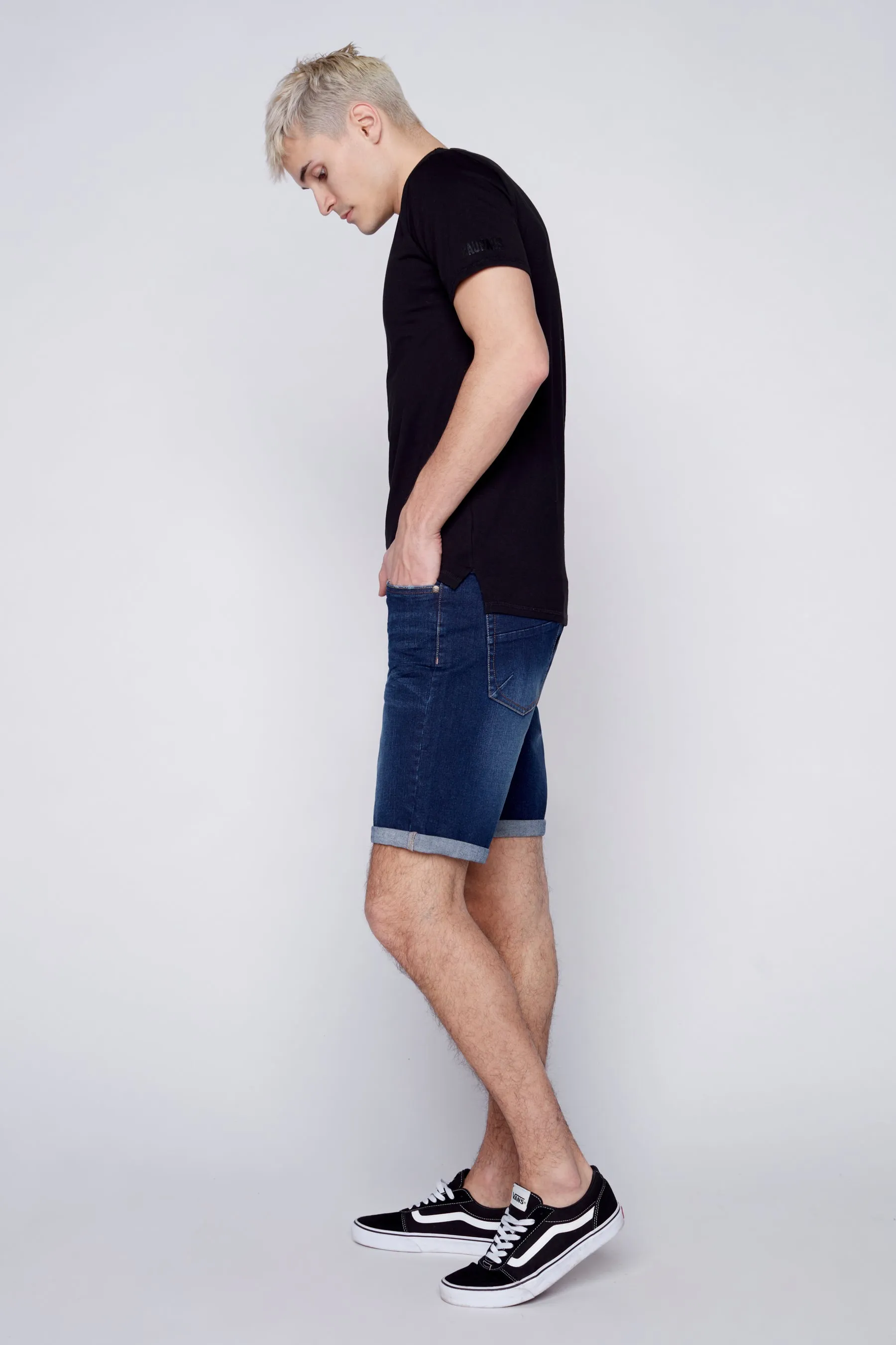 LENNON - Mens Rolled-Up Shorts - Dark Indigo Rinse